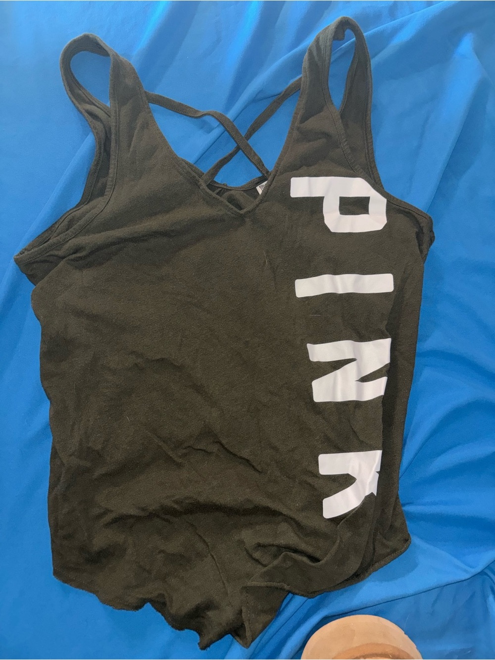 PINK Victoria's Secret  green Crisscross Tank Top